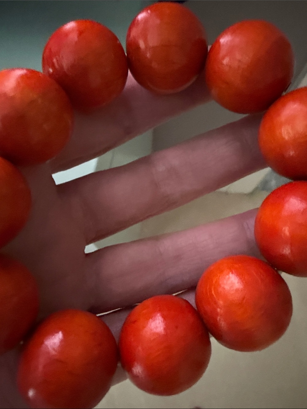 Orange Wooden Bead Stretch Bracelet - Picture 4 of 4